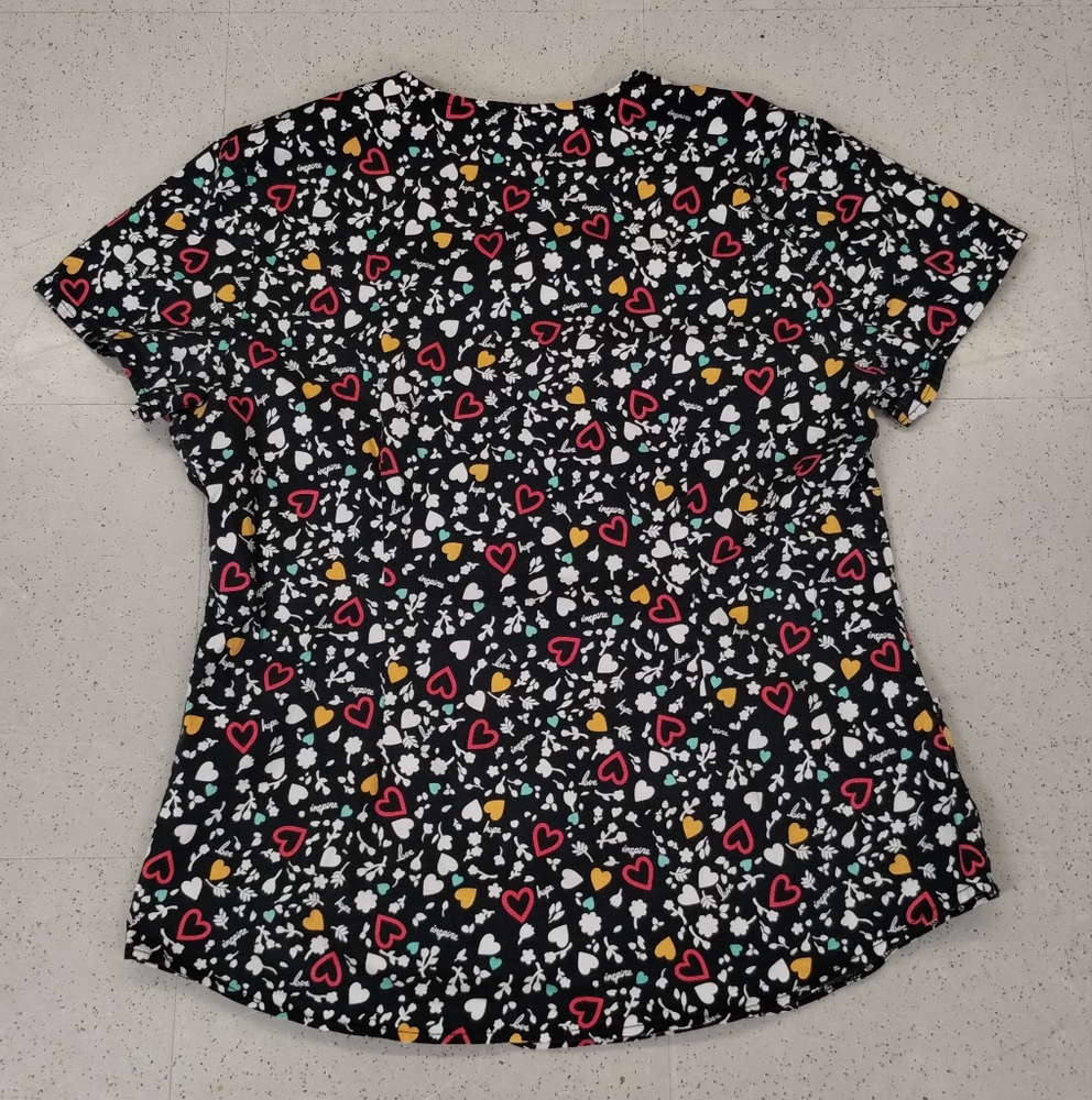 Code Happy LG Nurse short sleeve Scrub Pattern Flower Heart Love Hope Inspire - Picture 4 of 11